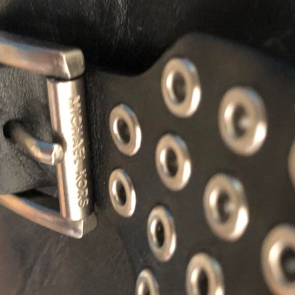 Michael Kors Ankle Boots Booties Black Genuine Leather Almond Toe Buckle Goth - Picture 8 of 8